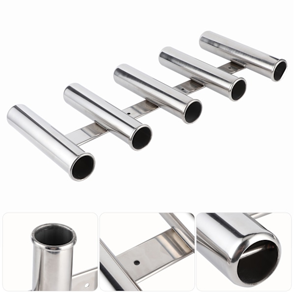 Fiskespø-holder 5 rør Stativ 304 rustfrit stål hardware til Marine Yacht båd