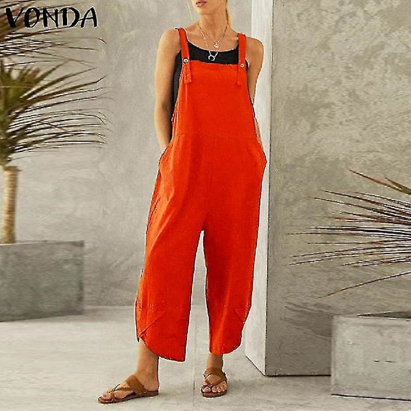 Dam Sommar Höst Dungarees Cami Top Overall Jumpsuit 4XL Röd