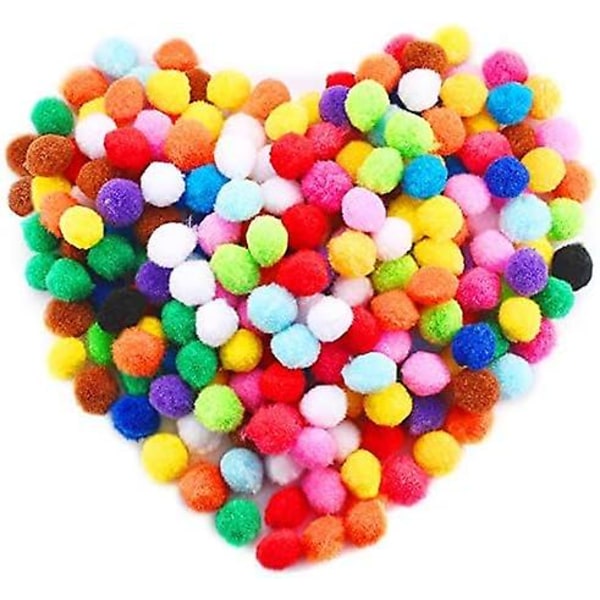 300 stykker 2,5 cm Barnehåndverk Pom Poms, Assorted Colors Pompoms Baller For gjør-det-selv kreative håndverksdekorasjoner