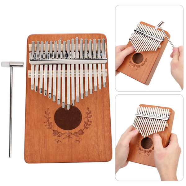 Kalimba tumpiano mahogny liten bärbar 17-tangenter för nybörjarmusikinstrument LTK17S(naturlig)