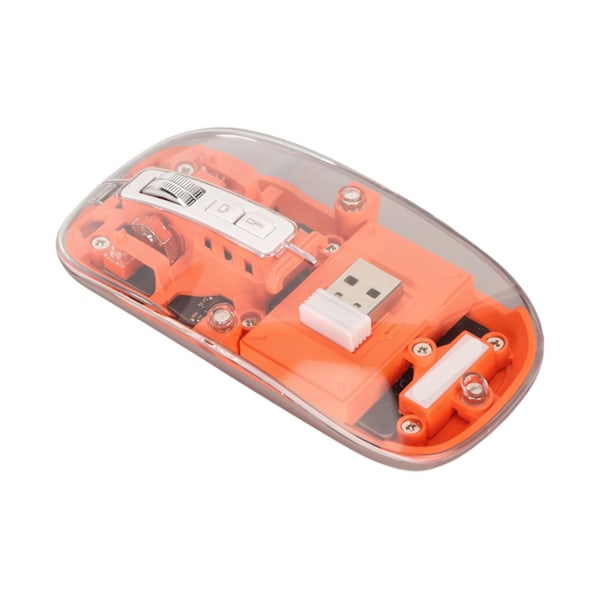 Langaton 2.4G Bluetooth Läpinäkyvä Hiiri 2400 DPI Ladattava 400mAh RGB Värikäs Langaton Hiiri Oranssi