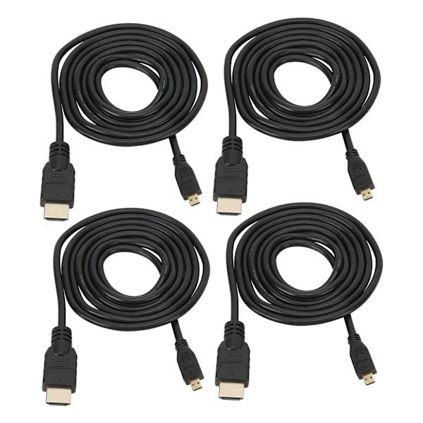 4 stk. Micro HDMI til HDMI Kabel 1,5 Meter HD Videoledning Passer til Raspberry Pi 4B