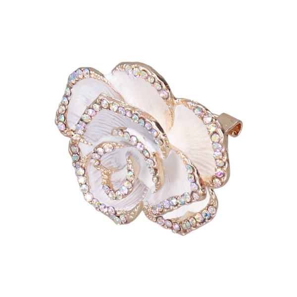 Brosch Pin Camellia Form Elegant Utsökt Strass utsmyckad Brosch för kvinnor Kläder Siden Halsduk Dekoration PresentVit