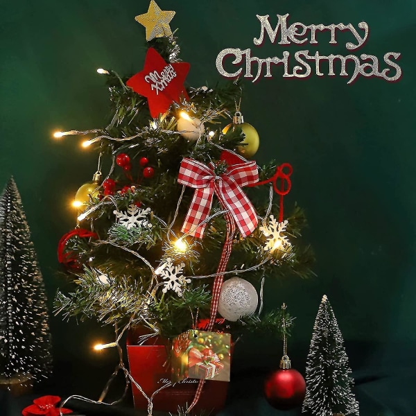 Konstgjord julgran med LED-ljus 45 cm Mini julgransbord Julgran Liten julgran med fot och prydnader Juldekoration