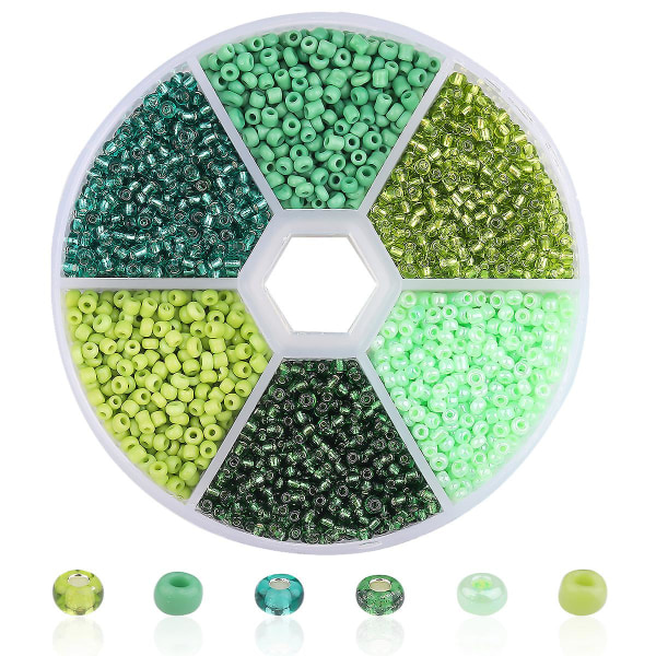 DIY ensfarvede glas hirseperler 6 farvekombinationer malingperler sæt DIY smykketilbehør green 2MM
