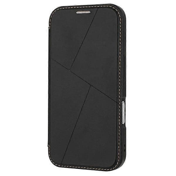 Kompatibelt med iPhone 16-skal Magnetisk stängning Kortfack Läderfodral med fällbart lock Black