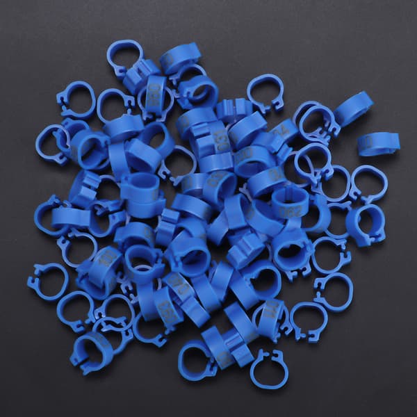 100 stk/pose 8MM 001-100 nummererte plastbrevduve fuglebenringer (blå)