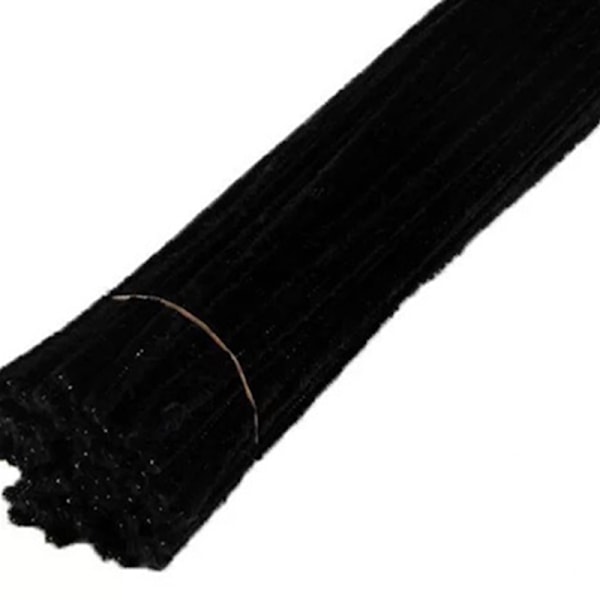 100 stk. Piberensere Fleksible Bøjelige Ren Farve Polyester Chenille Stængler DIY Børns Tidlige Uddannelse Håndlavede Legetøj Sort