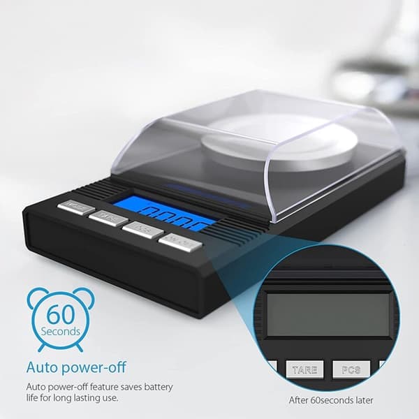 Milligramvikt 50G/0.001G, Precisionsmilligramvikt, MG, Fickformat, Laboratorium med LCD-display, Brev