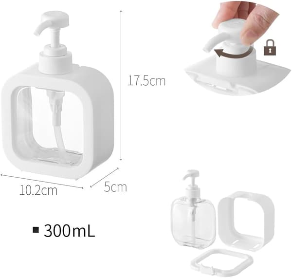 2-pak sæbedispenser, 300 ml tom pumpeflaske, opvaskemiddeldispenser, shampoo- og brusegeldispenser til badeværelse og køkken