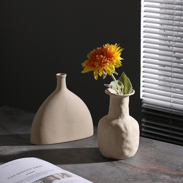 Enkel Embryo Keramisk Vase Ornament Modern Enkel Tørket Flower Arranger