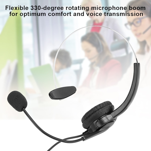 Call Center-headset med mikrofon Handsfree brusreducerande monohörlur med 3,5 mm gränssnitt för bordstelefon