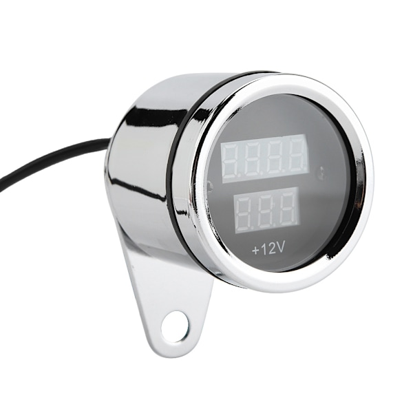 2 i 1 Motorcykel LED Digital Voltmätare Varvräknare Mätare Metall Vägmätare Hastighetsmätare