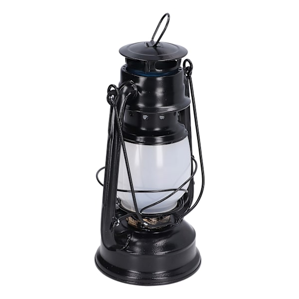 LED-lanterne campinglampe Genopladelig lampe Retro stil Bærbar EU-stik 110‑240V Varmt hvid Lys sort