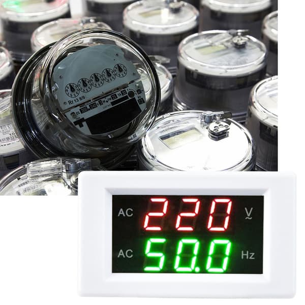 Generator Dual Display LED Digital AC Voltmeter Frekvensmåler Testverktøy (Hvit)