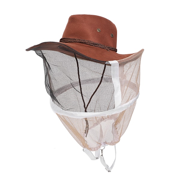 Cowboy Brun Röd 360° Säkert skydd Anti-bistickande myggbitande biodlare Skyddshatt med fästremstillbehör