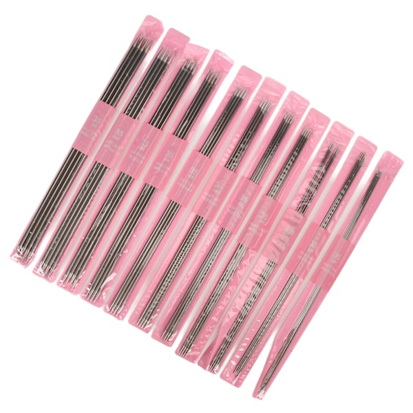 11 størrelser 44 stk dobbelspissede pinner sett 13,8 tommer lengde rustfritt stål DIY pinner for sokk 2 mm til 6 mm