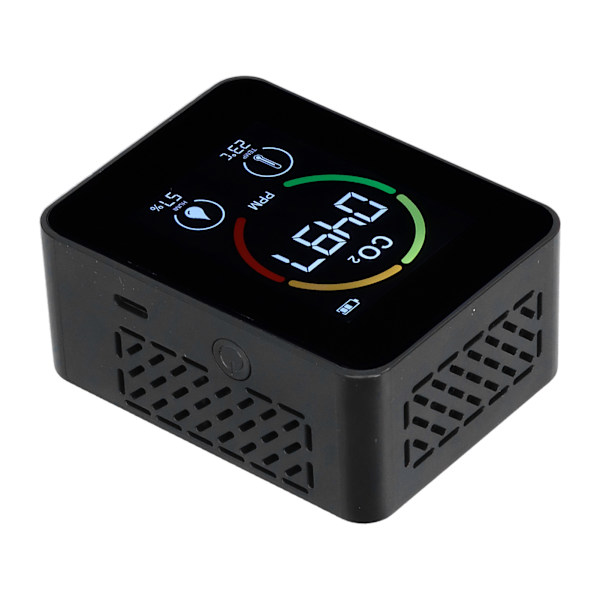 CO₂-detektor Digital termometer Hygrometer Luftkvalitetsmonitor TVOC formaldehyddetektor (svart)