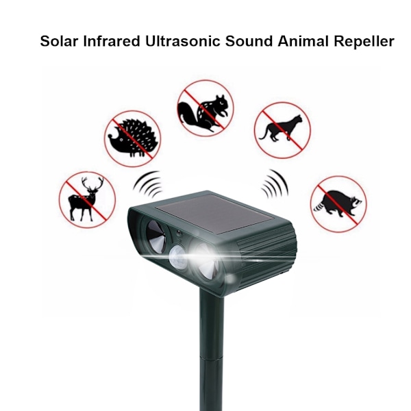 Solar Infrared Burst Ultraljud Animal Repeller Drive Cat Dog Outdoor för trädgårdsbruk