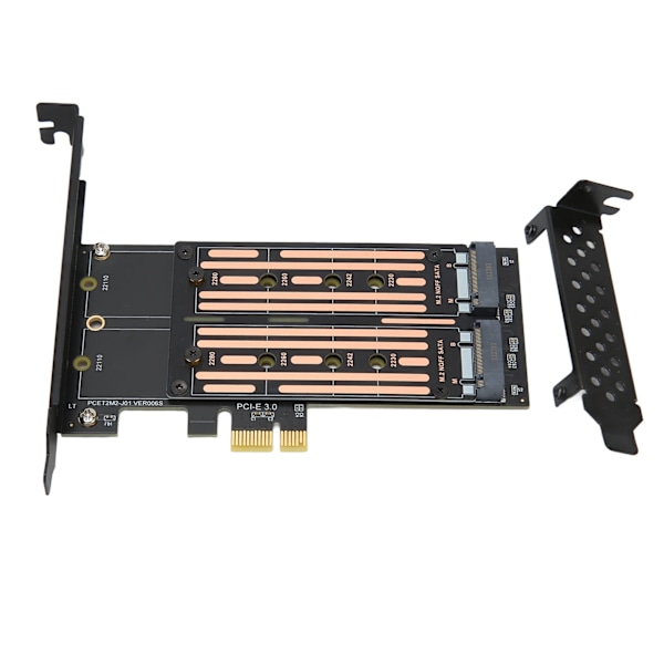 M.2 SATA SSD NGFF till PCIE-adapter Upp till 6 Gbps NCQ MSI-stödd Plug and Play Dual M.2 PCIE-adapter för skrivbordschassi