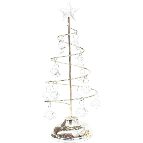 Julepynt formet krystal LED lysende galvanisering jern kunst træ, (inklusive knap batteri AG13*3) lille sølv hvidt lys