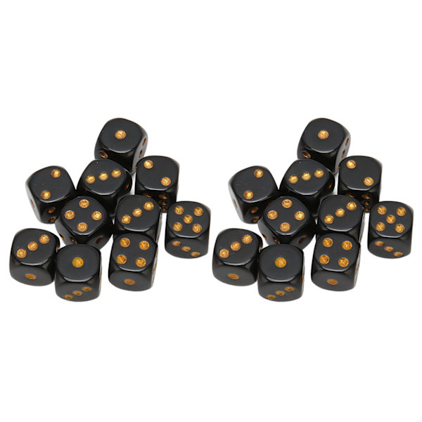 20 sorte terninger 6-sidede plastikterninger til brætspil Matematikundervisningspartier afrundede hjørner