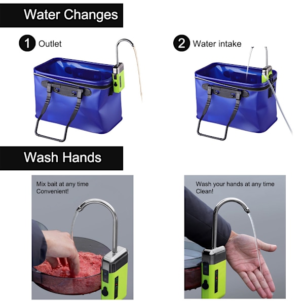 Smart Sensor Automatisk Vannpumpe Oppladbar Mini Akvarium Luftpumpe Multifunksjonell Fiskedamspumpe for Akvarium Utendørs Fiske