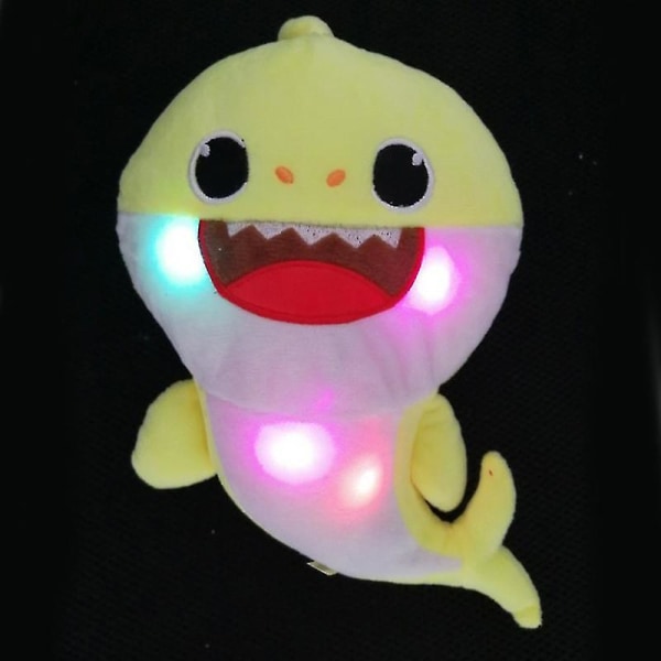 Shark Singing Light Plyschleksaker Musikdocka Engelsk sång Baby Barn leksakspresent Yellow