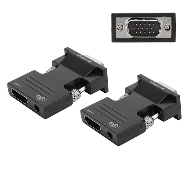 2st 1080P För HDMI till VGA-omvandlare med Videokonverterare Datorkabeladaptrar