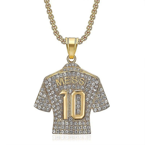 Herrtröjahalsband Hip Hop Messi nr 10 JerseyhalsbandBra kvalitet Gold