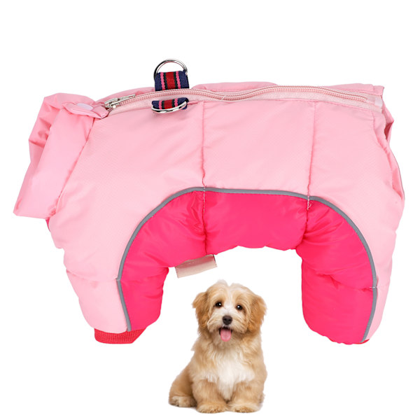 Hund Vinter Håll Varm Vindtät Kläder Fyra Ben med Dragkedja bak Rosa10#