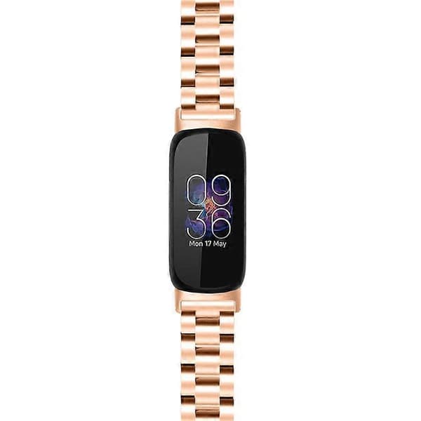 Håndledsrem kompatibel med Fitbit Inspire 3 rustfrit stål 3 perler erstatnings smarturrem PinkGold