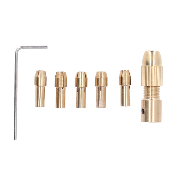 7st/Set Liten Elektrisk Borrchuck Mässing 4 Käftar Mikro Borrchuck Set för Polering Slipning
