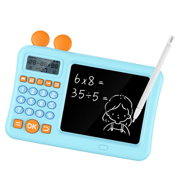 Børneberegner med Notesblok Addition Subtraktion Multiplikation Division Matematik Læringsmaskine med WordPad Blå