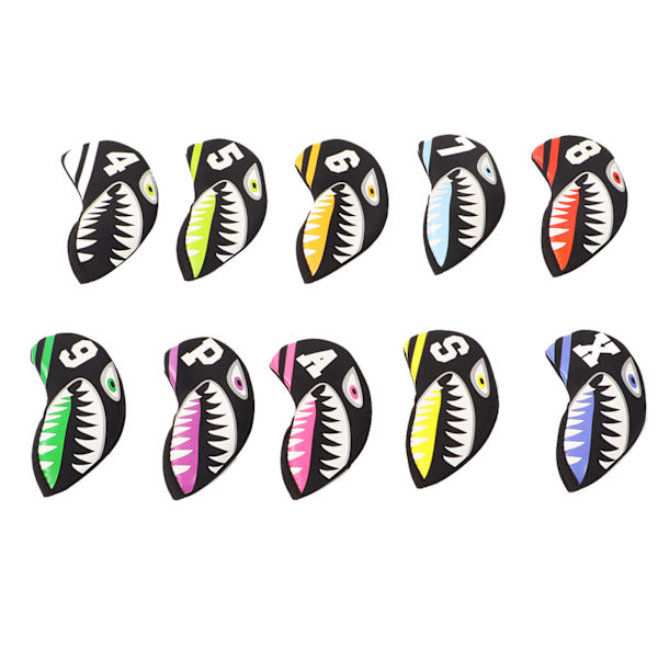 10 st/set Neopren Golf Iron Headcover med nummermarkörer Tecknad Form Golf Club Head Protect CaseSelachimorpha
