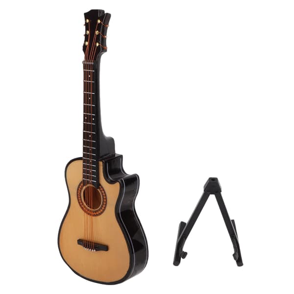 【NX】Miniatyr gitarrmodell Tre Minimusikkinstrument Gitarreplika med stativpyntL