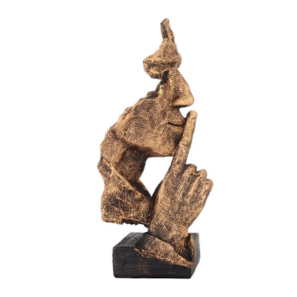Silence Is Gold Staty Antik finish Färgfast stabil bas Hållbar Resin Thinker Staty för Family Office Library