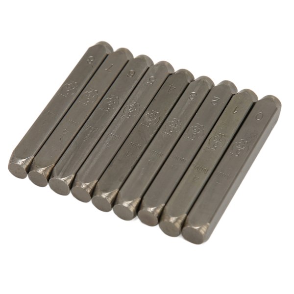 9 stk. Metal Nummer Stempler 0,16in Stærkt Højkarbonstål Multi Formål Metal Stempelsæt til Læder Træ Smykker