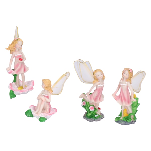 4 stk Fe-pynt Harpiks Fe-statue Miniatyrfigurer for Hage Veranda