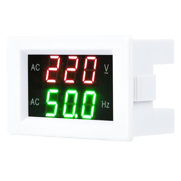 Generator Dual Display LED Digital AC Voltmeter Frekvensmåler Testverktøy (Hvit)