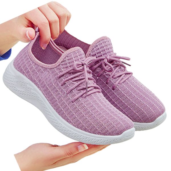 Damskor Lätta Casual Löparskor Låg Topp Andningsbar Övre Halksäker Sport Sneakers Vår Höst Stil Lila Storlek 38