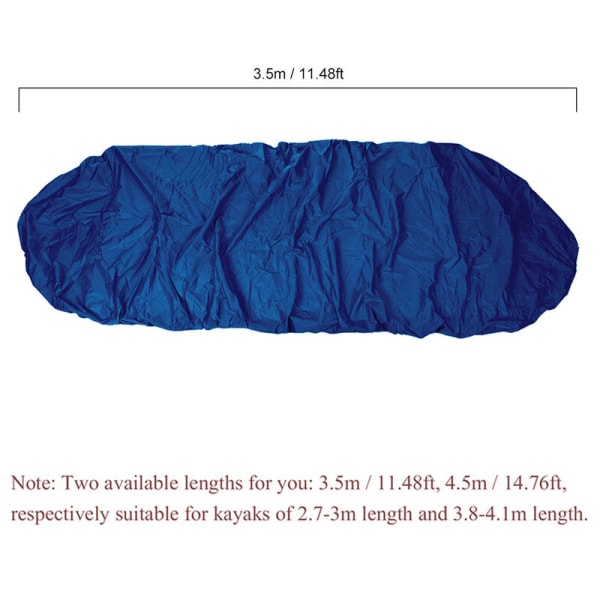 Professionelt vandtæt kajakopbevaringscover Bådafdækning Kanoopbevaringsstøvbeskyttelsesskjold, model: Mørkeblå 3,5m til kajaklængde 2,7-3,0m