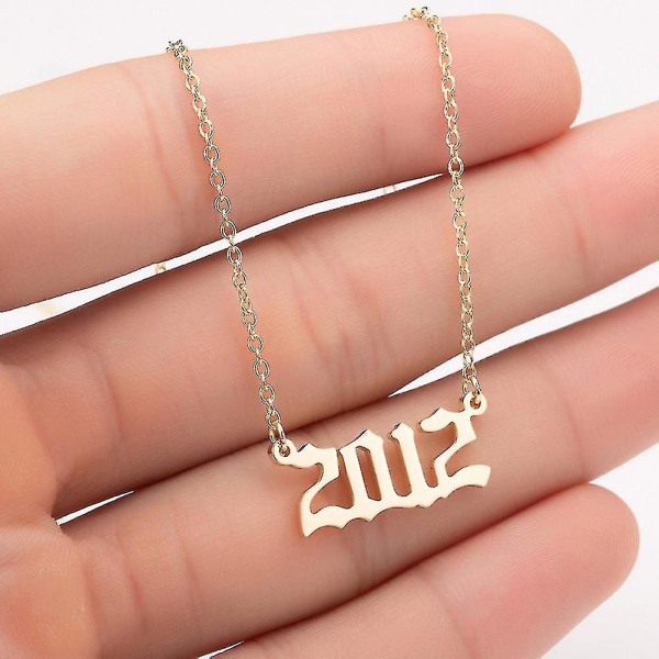 1980-2019 Fødselsår nummer Charm vedhæng rustfrit stål kæde halskæde smykker Golden 2012