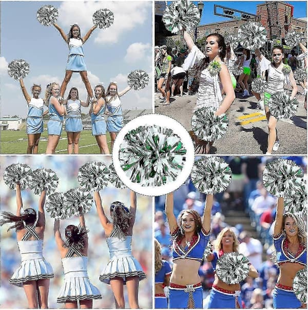 4 stk. cheerleading-pomponer til cheerleader-kostume til kvinder, 2 par cheer-pomponer Green White1