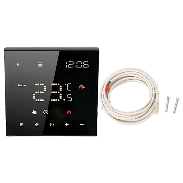 Sort ME82 LED 7 Smart Termostat Touchscreen APP Kontrol Hjemtermostat 100‑250VAC 16A Elektrisk Gulvvarme