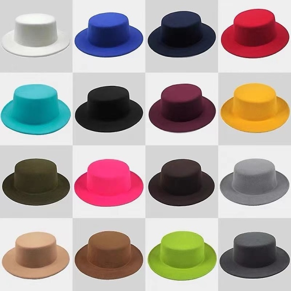 Flat Top Hat Tyttöjen hatut naisille Yksivärinen jäljitelmä Villainen Jazz- cap Tyylikäs brittiläinen leveälierinen naisten lippalakit Bowler-hatut Army Green 56 58CM