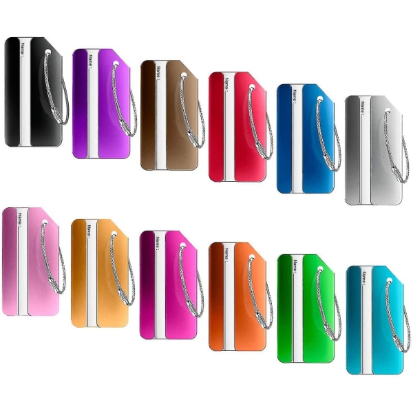 Kuffert til kuffert med 12 stykker, bagagemærke i aluminium (tilfældig farve)