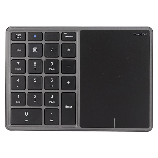 Trådlös numerisk knappsats Touchpad Design 22 tangenter 2,4G Dual Mode Anslutning Typ C Gränssnitt Laptop Tangentbord Grå