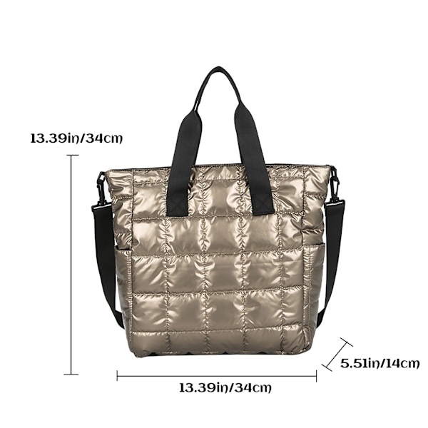 Quiltad axelväska i europeisk och amerikansk stil för kvinnor Mjuk vadderad väska med stor kapacitet Höst-vinter Crossbody-väska