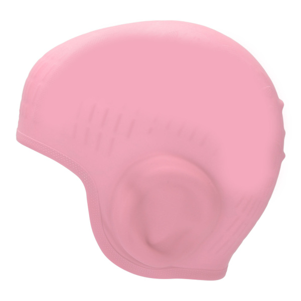 Høy elastisitet Silikon badehette for barn 3D hørselvern badehette for kort langt hår Rosa
